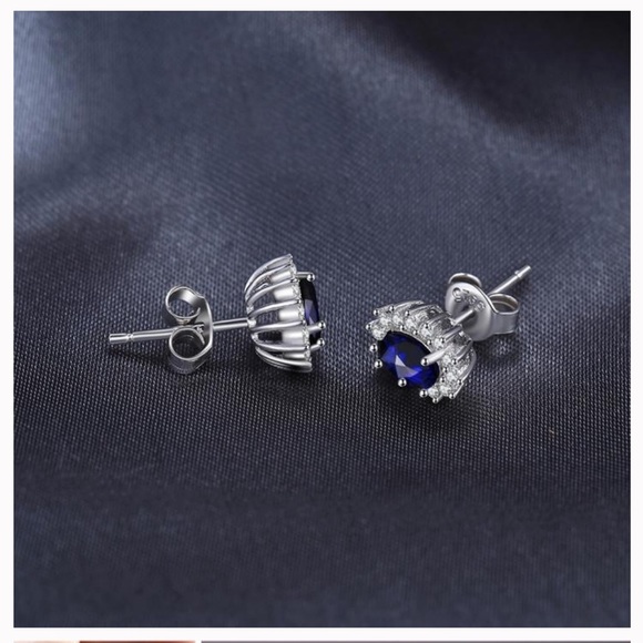 Jewelry - 925 Sterling Silver Blue Sapphire Stud Earrings